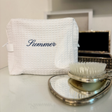 Embroidered Waffle Toiletry Bag